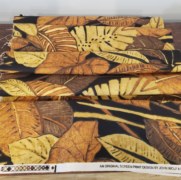 Black & Neutral Leaves Home Decor Cut Fabric 100% Cotton - Picture 1 of 6